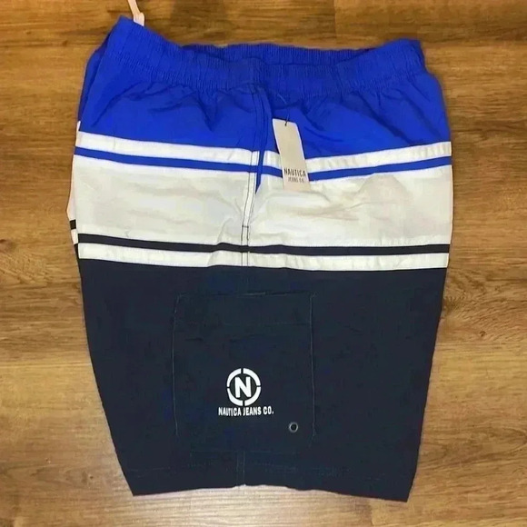 Nautica NWT Men’s XL Elastic Waistband Bright Cobalt Swim Trunks - Picture 3 of 9